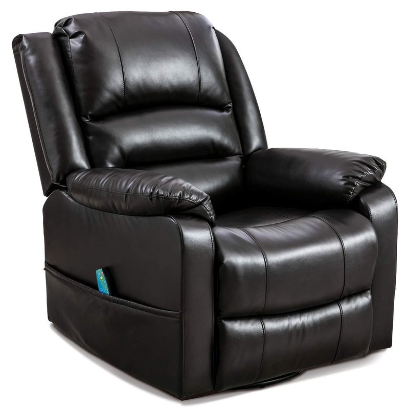 Massage Recliner Chair Breathable Faux Leather Ergonomic Lounge Heated Chair(Dark Brown)