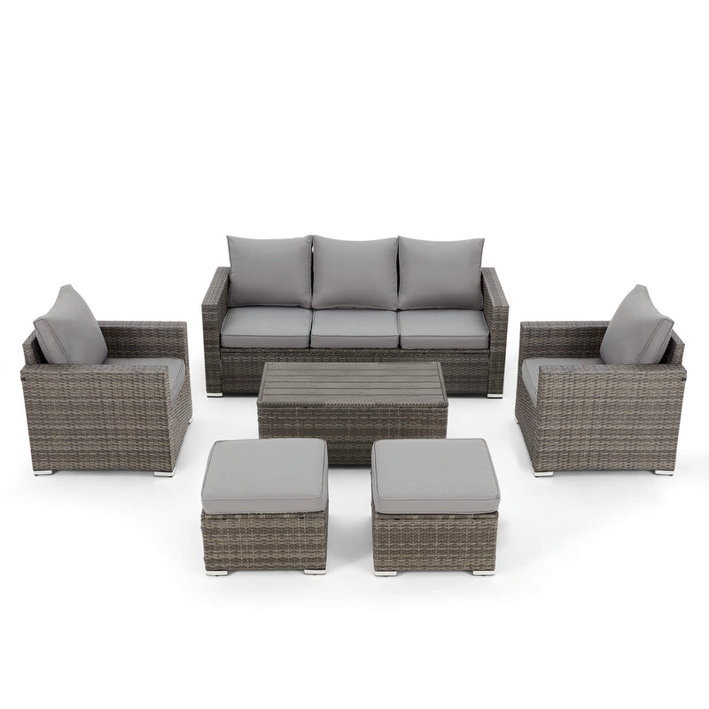6 Pieces Wicker Patio Furniture Sets with Coffee Table, Outdoor Set Furniture Gray