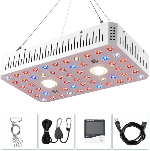 1000W LED Plant Grow Lights for Indoor Plants Full Spectrum Dual-Chip with Daisy Chain & Thermometer Humidity Monitor