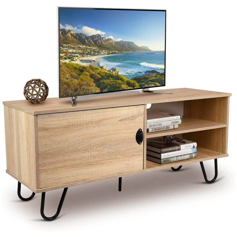 Modern TV Stand Wood TV Console Cabinet with 2 Storage Shelves and Hairpin Legs