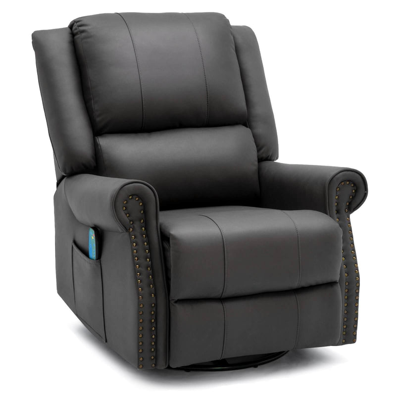 Massage Recliner Chair Breathe Faux Leather Ergonomic Lounge Heated Chair(Dark Grey)