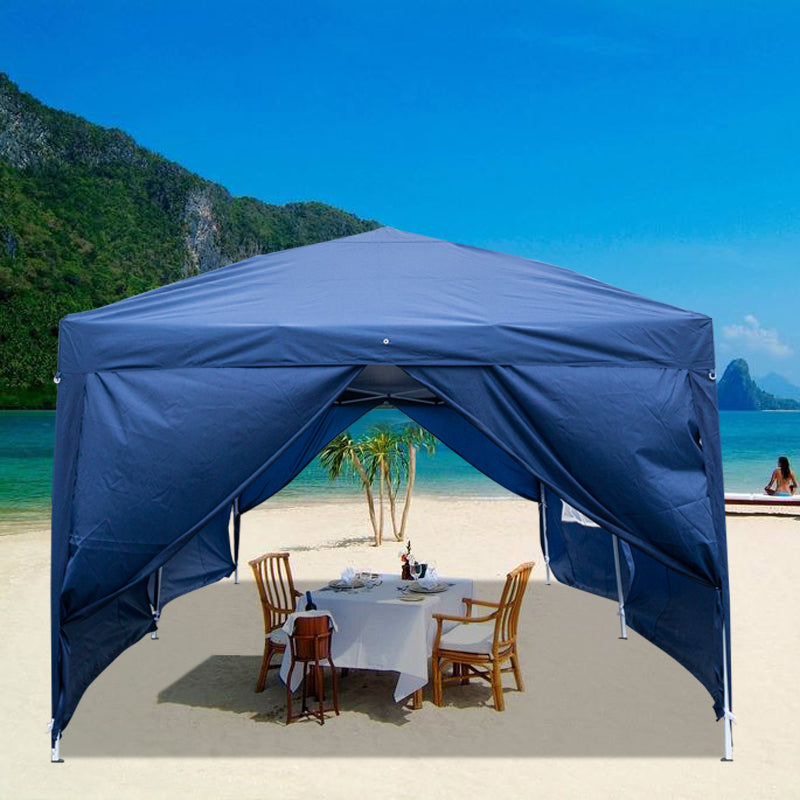 Homhum 10 x 20 ft Waterproof Folding Canopy Tent with Four Windows, Blue