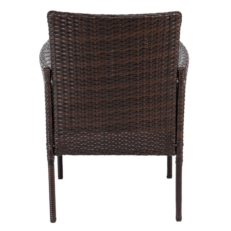 3 Pieces PE Rattan Wicker Chairs Set Cushion with Table Outdoor Garden Furniture Brown