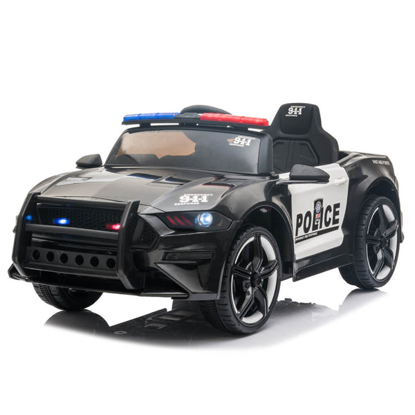 Police Sports Car Ride On Car Dual Drive Remote Control Black