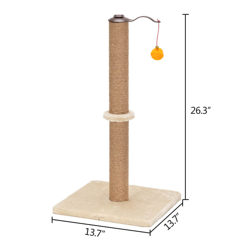 360° Rotatable Cat Climb Holder Tower Climbing Tower Beige with Two Toys 26 inches