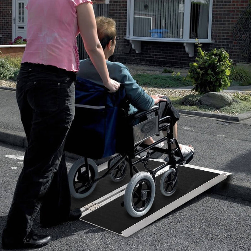 3FT Two-section Non-Skid Folding Lightweight Aluminum Alloy Wheelchair Scooter Mobility Ramps
