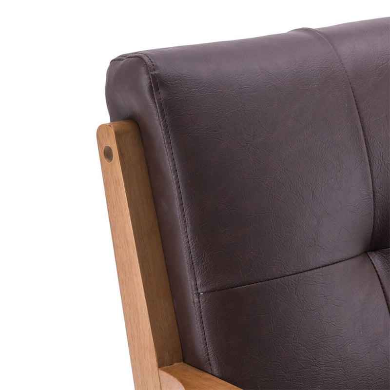 Mid-Century Modern Accent Armchair Solid Hardwood Upholstered Linen Lounge Chair, Suede Brown