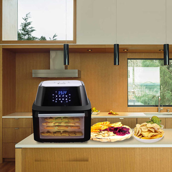 All-in-One Air Fryer Oven Family Size Roast, Bake, Dehydrator, Oilless Cooker Black