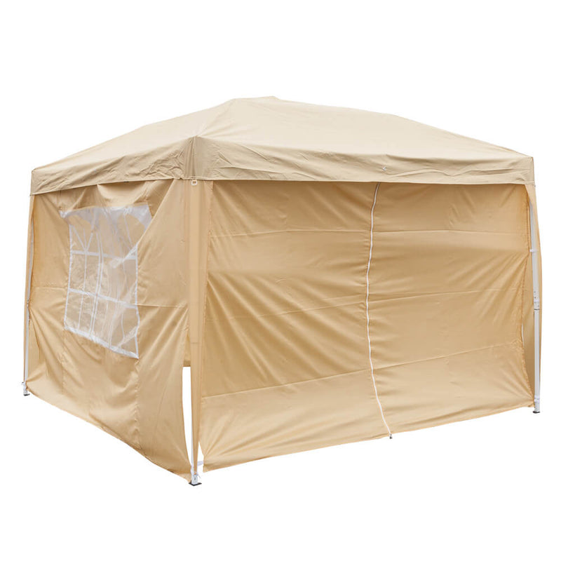 10 x 10 ft Pop up Canopy Tent with 2 Doors & 2 Windows Khaki