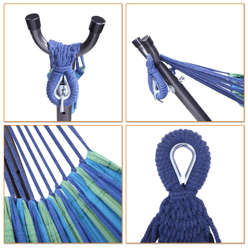 Portable Outdoor Polyester Hammock Set Blue & Green