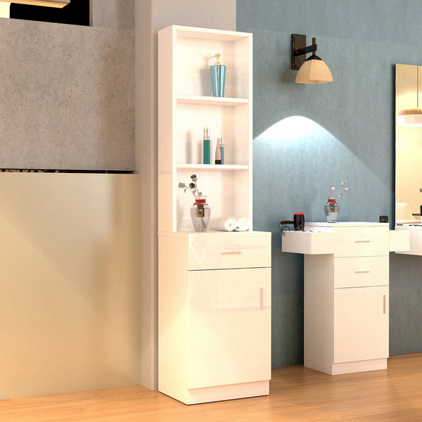 Standing 5 Compartments 1 Drawer 1 Door MDF Cabinet White