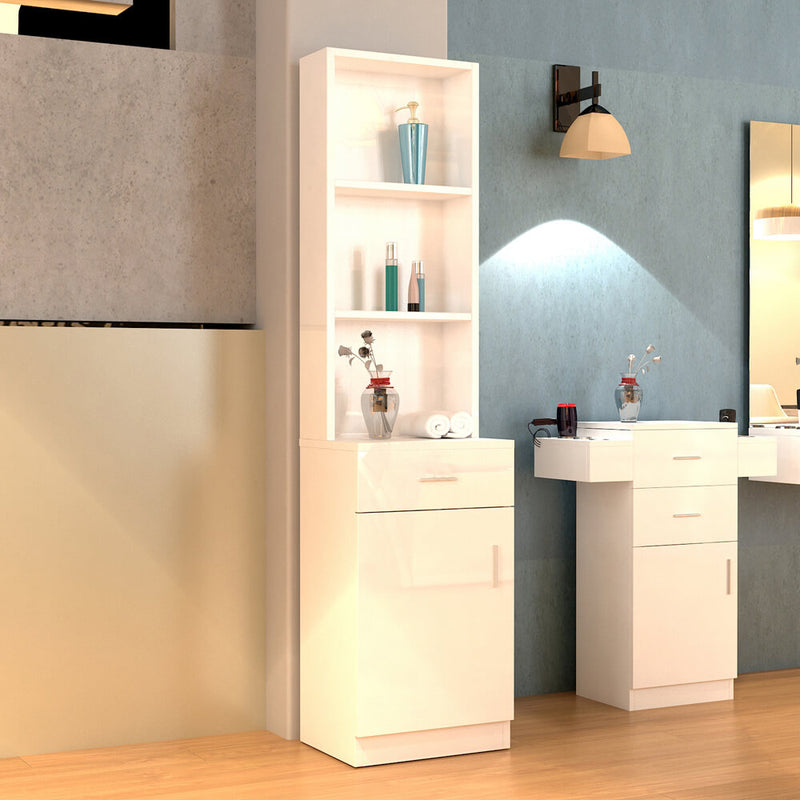 Standing 5 Compartments 1 Drawer 1 Door MDF Cabinet White