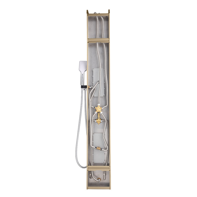Shower Panel Stainless Steel Multi-Function Gold 24 Holes 60 inch
