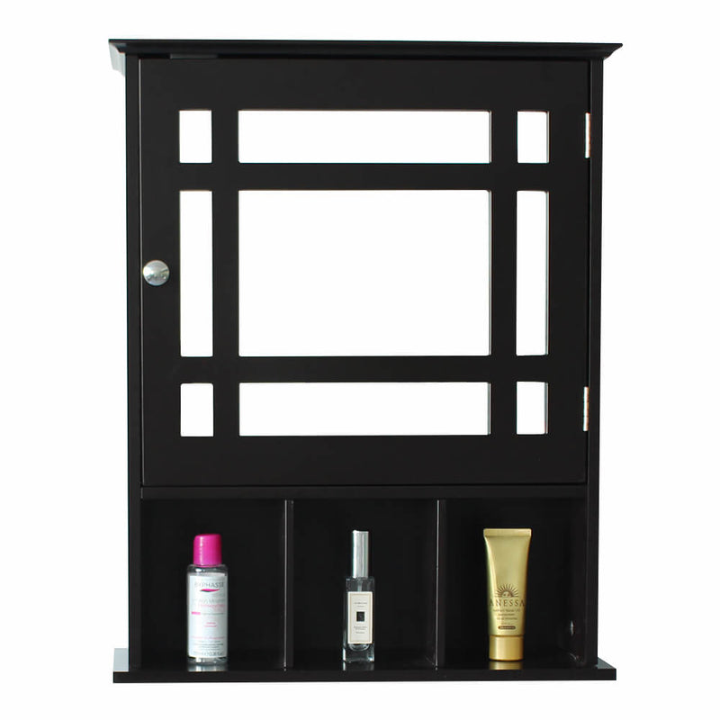 Single Door Three Compartment Storage Bathroom Cabinet brown