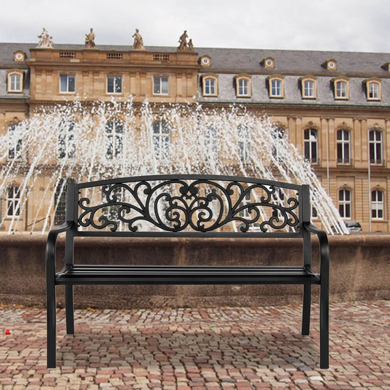 Iron Outdoor Courtyard Decoration Park Leisure Bench 50 inches