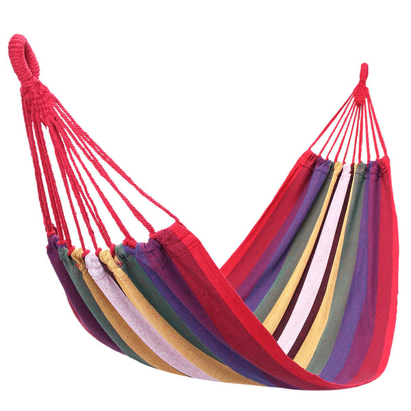 Hammock Swing Canvas Cotton Hammock with Carrying Bag, Outdoor Indoor Red Stripe Hammock