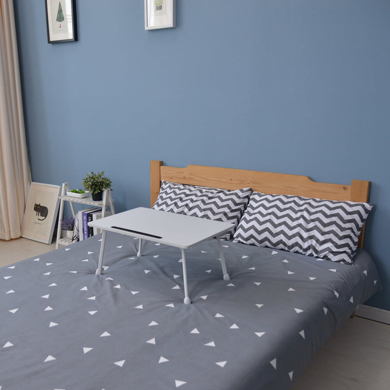 Folding White Laptop Desk for Bed with Slot, 23 inches