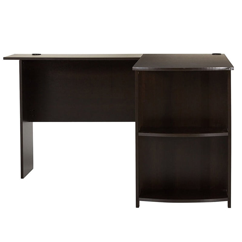 L-Shaped Computer Desk with Two-layer Bookshelves Dark Brown