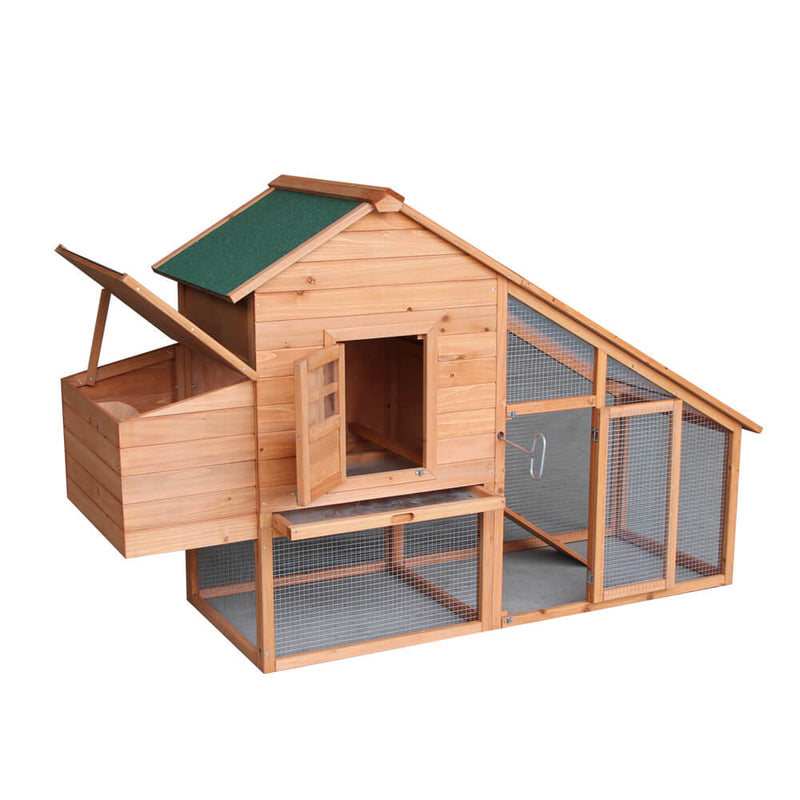 75 inches Waterproof Roof Two-tier Wooden Chicken Coop Rabbit Poultry Cage Habitat