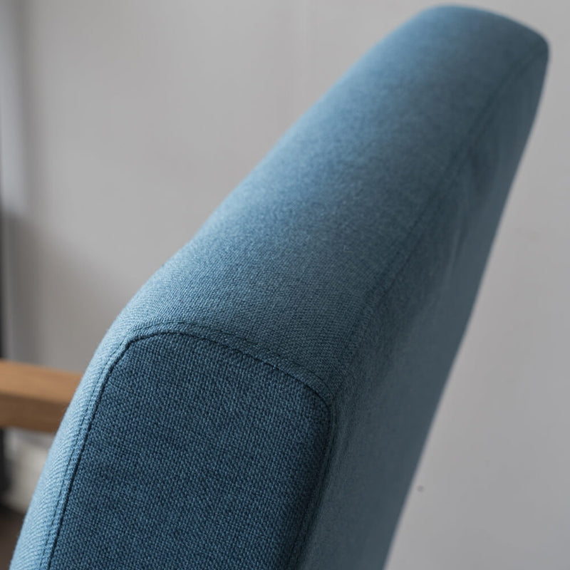 Mid-Century Modern Accent Armchair Solid Hardwood Upholstered Linen Lounge Chair, Navy Blue
