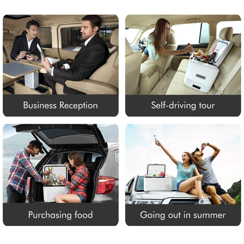 12V Dual Zone Portable Refrigerator Mini Fridge for Outdoor, Home Use White