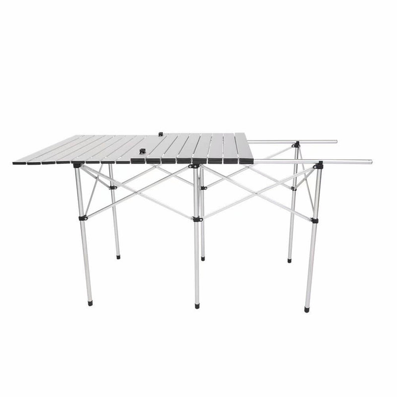 Portable Aluminum Folding Table Lightweight Outdoor Roll-Up Camping Picnic Table with Storage Bag, 55'' x 28'' x 8'', Silver
