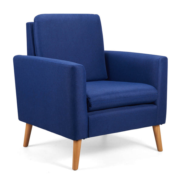 Modern Accent Fabric Chair Single Sofa Comfy Upholstered Arm Chair Living Room Furniture, Blue