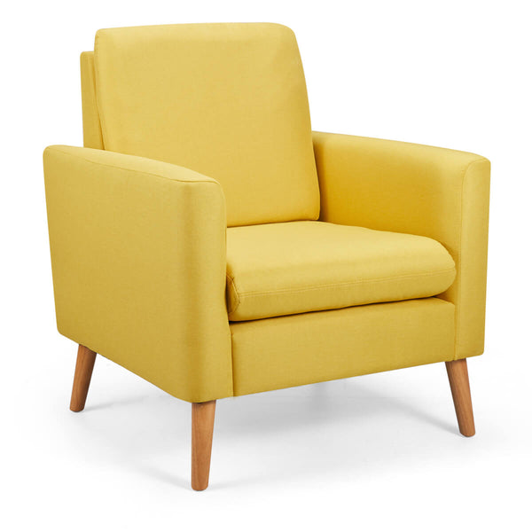 Modern Accent Fabric Chair Single Sofa Comfy Upholstered Arm Chair Living Room Furniture Mustard, Yellow