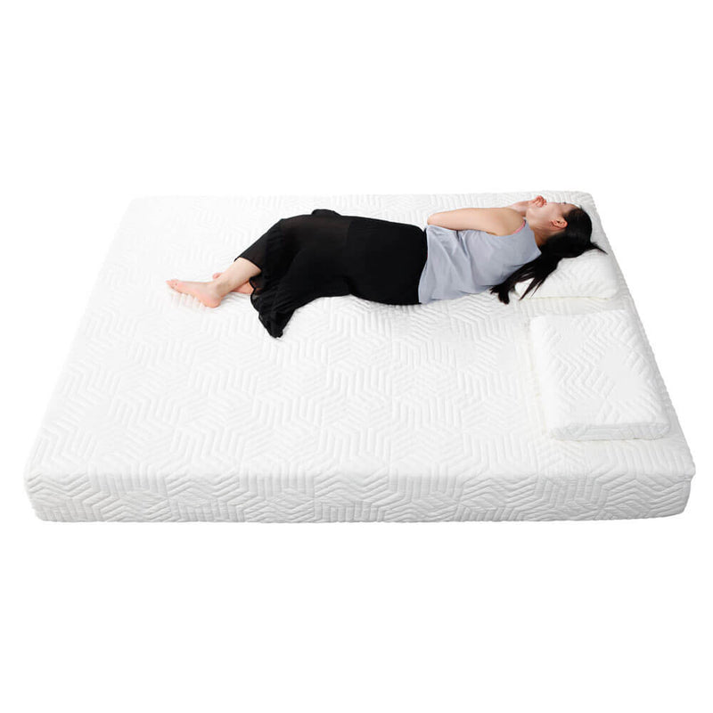 Three Layers Medium High Softness Mattress with 2 Pillows (Full Size) White 10 inches