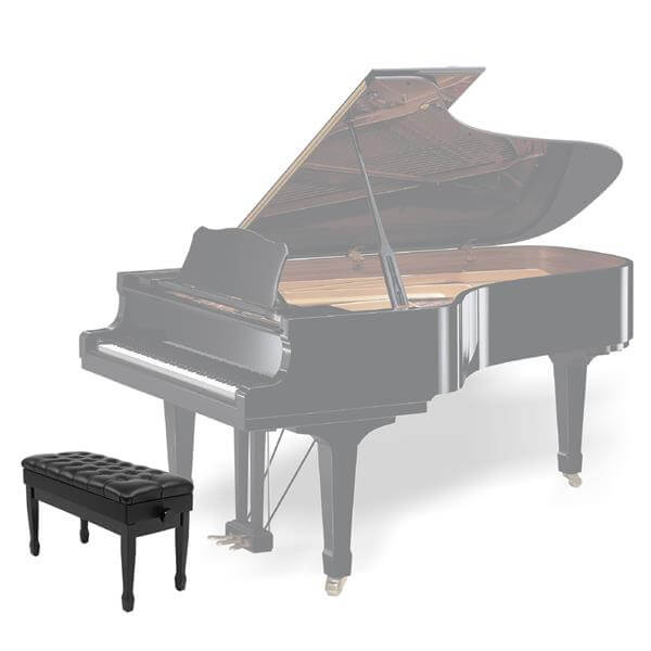 29'' Genuine Leather Adjustable Piano Bench with Storage, Duet Size Artist Concert Piano Bench Stool, Black
