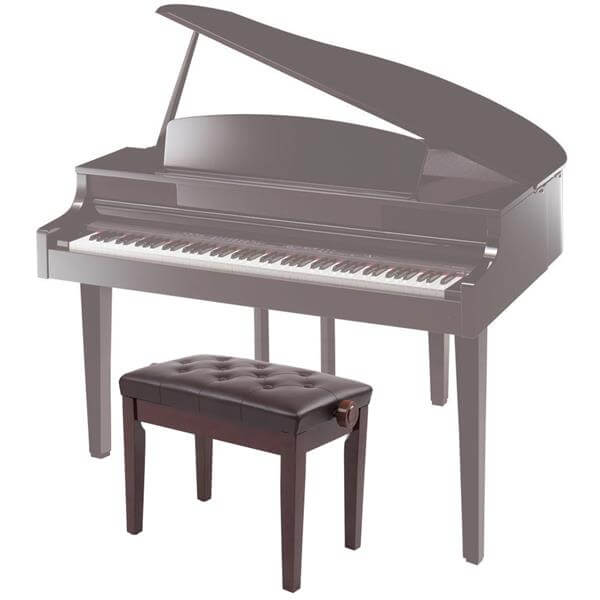 22'' Genuine Leather Adjustable Piano Bench, Artist Concert Piano Bench Stool, Brown