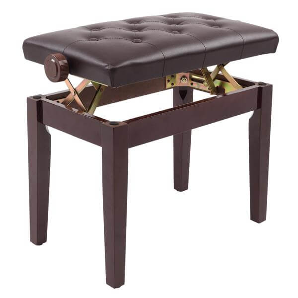 22'' Genuine Leather Adjustable Piano Bench, Artist Concert Piano Bench Stool, Brown