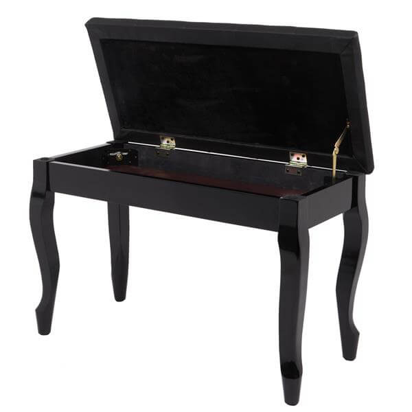 29'' Genuine Leather Piano Bench with Storage, Duet Size Artist Concert Piano Bench Stool, Black