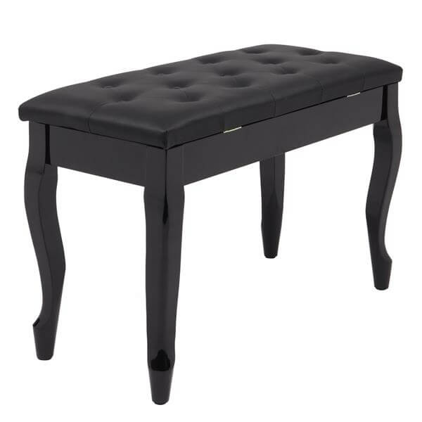 29'' Genuine Leather Piano Bench with Storage, Duet Size Artist Concert Piano Bench Stool, Black