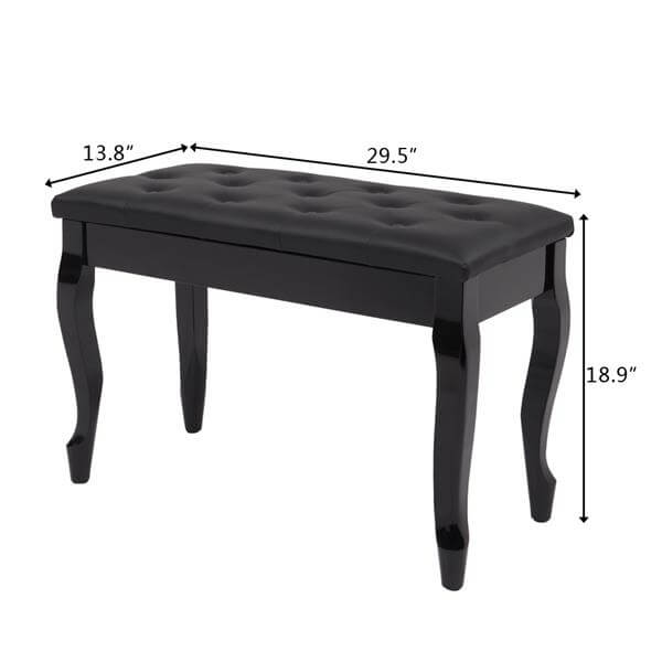 29'' Genuine Leather Piano Bench with Storage, Duet Size Artist Concert Piano Bench Stool, Black