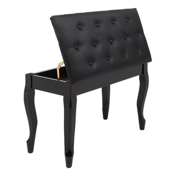 29'' Genuine Leather Piano Bench with Storage, Duet Size Artist Concert Piano Bench Stool, Black