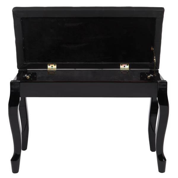 29'' Genuine Leather Piano Bench with Storage, Duet Size Artist Concert Piano Bench Stool, Black
