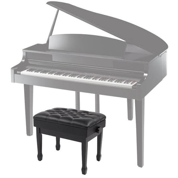 23'' Genuine Leather Piano Bench, Adjustable Artist Concert Piano Bench Stool with Storage, Black