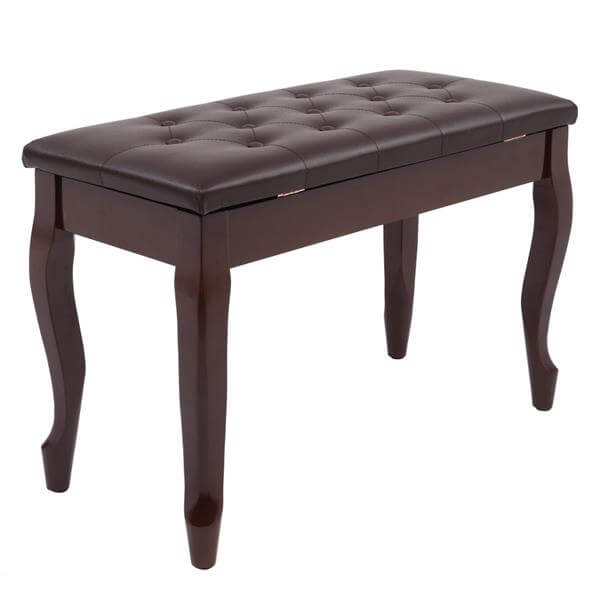 29''Genuine Leather Piano Bench with Storage, Duet Size Artist Concert Piano Bench Stool, Brown