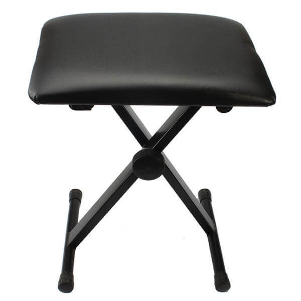 Leather Adjustable Piano Bench, X Style Cushion Padded Folding Keyboard Bench, Black