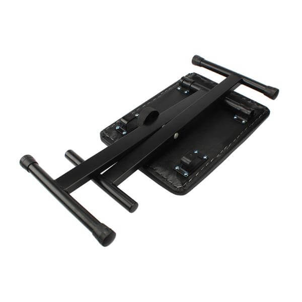 Leather Adjustable Piano Bench, X Style Cushion Padded Folding Keyboard Bench, Black