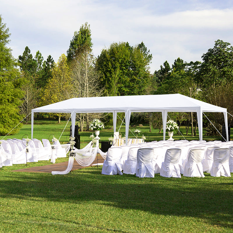 Homhum Foldable Part Canopy Tent 8 Sides with Spiral Tubes 10 x 30 ft, White