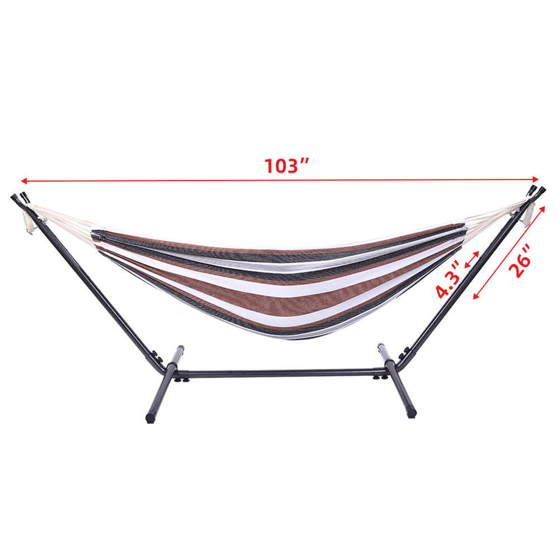 Professional Flowers Hammock Stand with Polyester Coffee Stripe Hammock