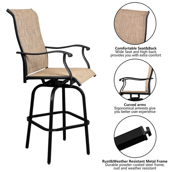 Dining Table Set Glass High Bar Table 2 Pieces Bar Chair