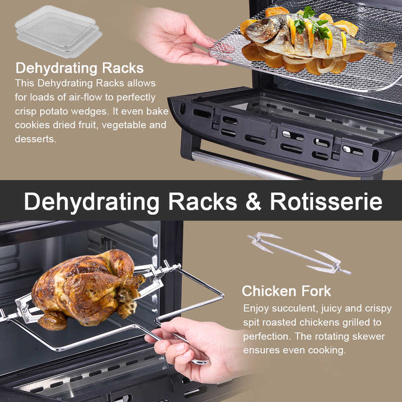All-in-One Air Fryer Oven Family Size Roast, Bake, Dehydrator, Oilless Cooker Black