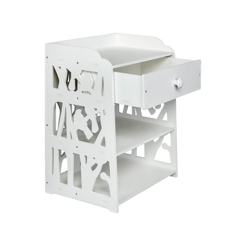 Bed Side End Table Nightstand Bedroom Drawer & Bottom Shelf