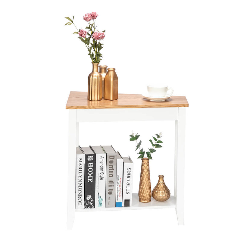 Simple and Irregular Sofa Table Light Walnut Color White