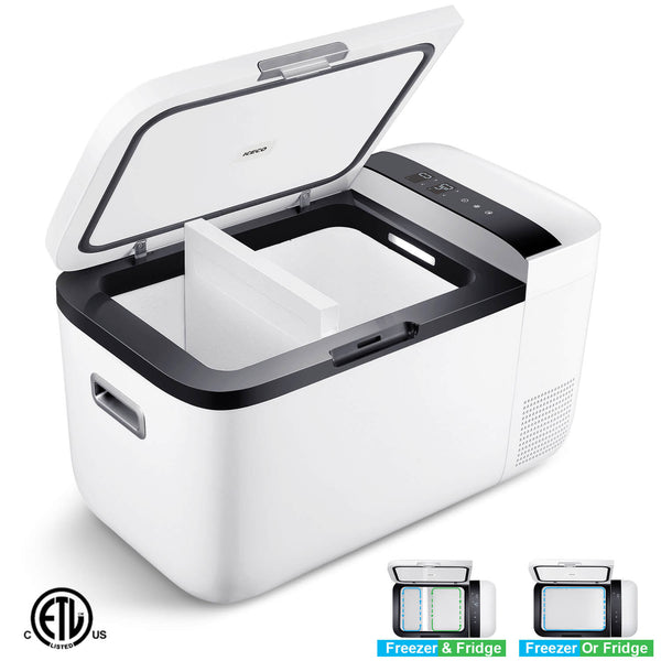 12V Dual Zone Portable Refrigerator Mini Fridge for Outdoor, Home Use White