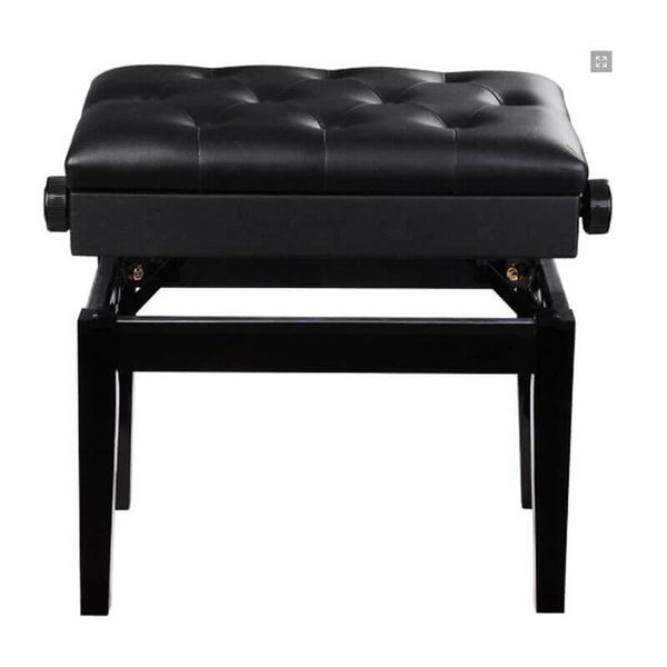 22'' Genuine Leather Piano Bench, Adjustable Artist Concert Piano Bench Stool, Black
