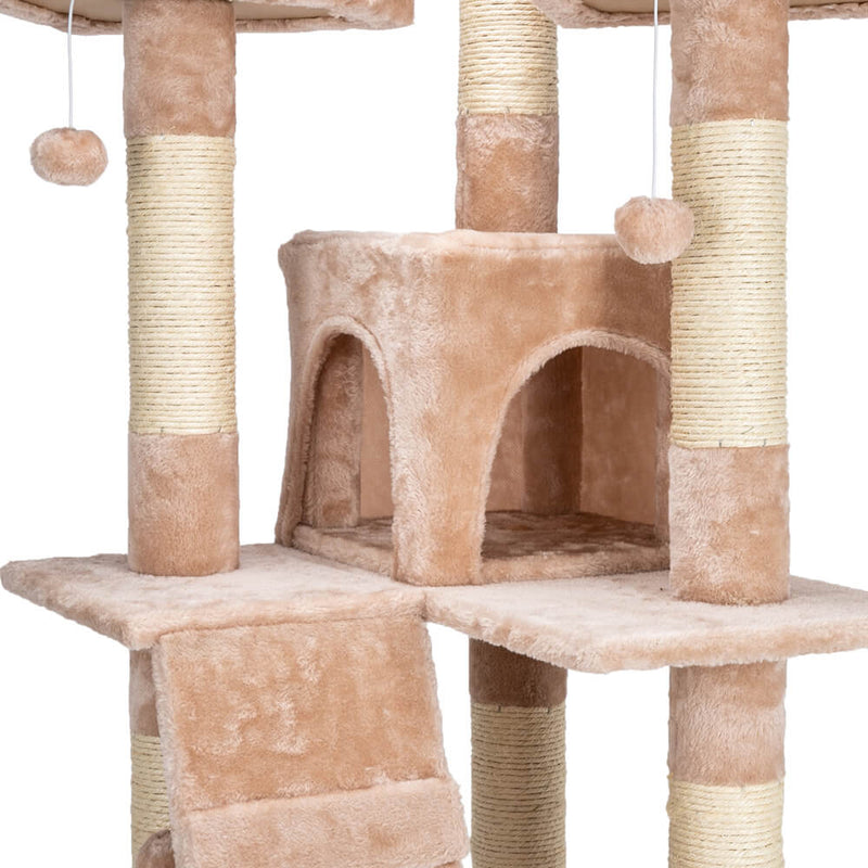Sisal Hemp Cat Tree Tower Condo Furniture Scratch Post Pet House Play Kitten with Cozy Perches Beige 66 inches